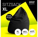 Lumaland Sitzsack Luxury XL Schwarz Microvelours Bild 1