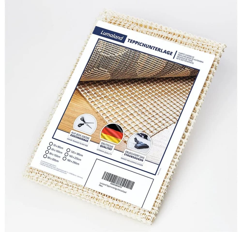 Lumaland Antirutsch Teppichunterlage Weiß Rutschfest Polyester - Bild 2