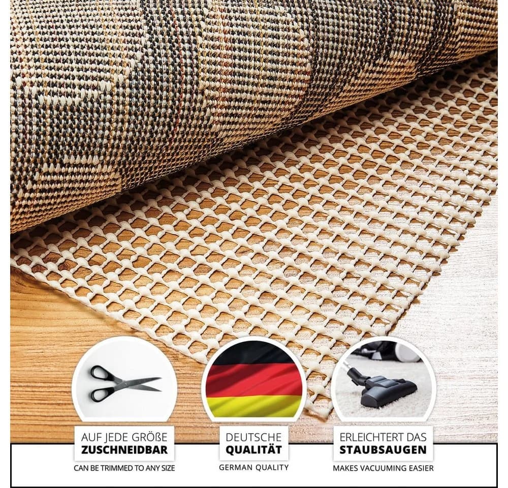 Lumaland Antirutsch Teppichunterlage Weiß Rutschfest Polyester - Bild 4