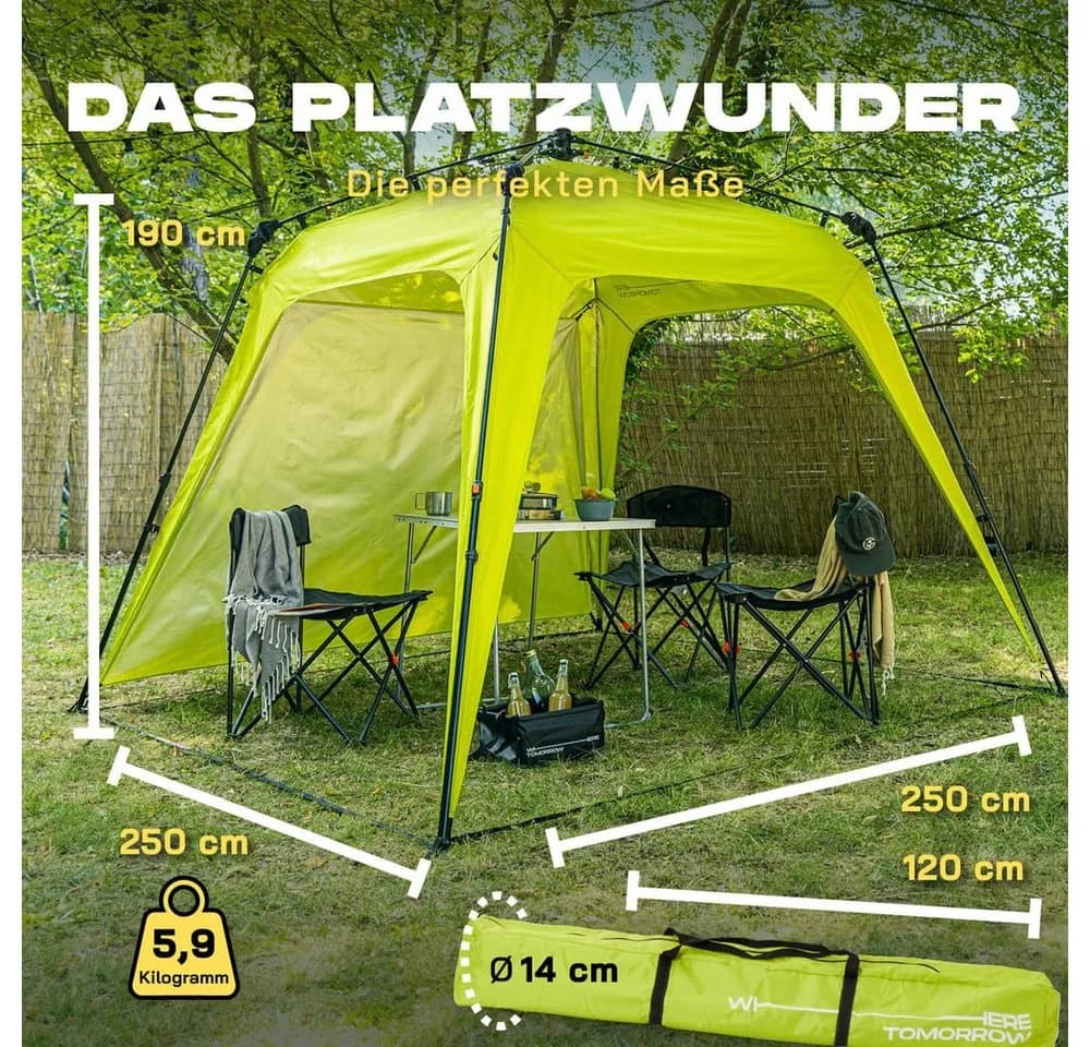 Lumaland Pop up Familienzelt für 3 Personen 10 Sek. Quick-up-Aufbau Faltsystem