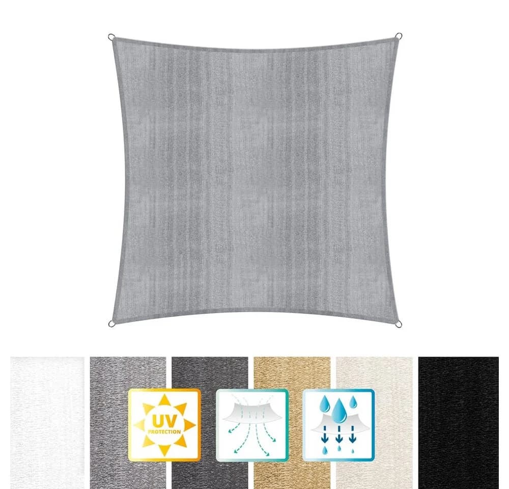 Lumaland Sonnensegel 3x3m Grau HDPE UV-Schutz - Bild 2