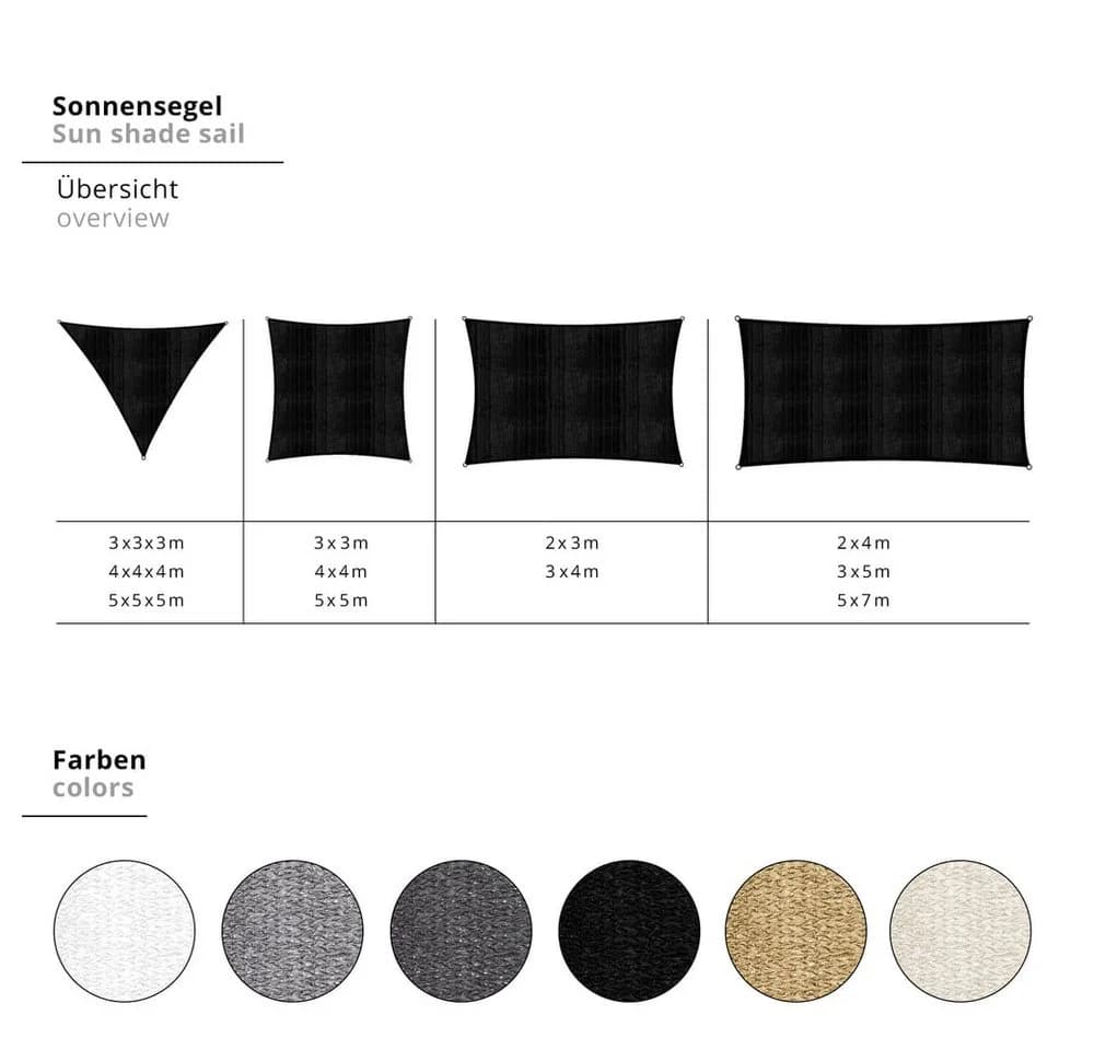 Lumaland Sonnensegel 3x3m Grau HDPE UV-Schutz - Bild 5