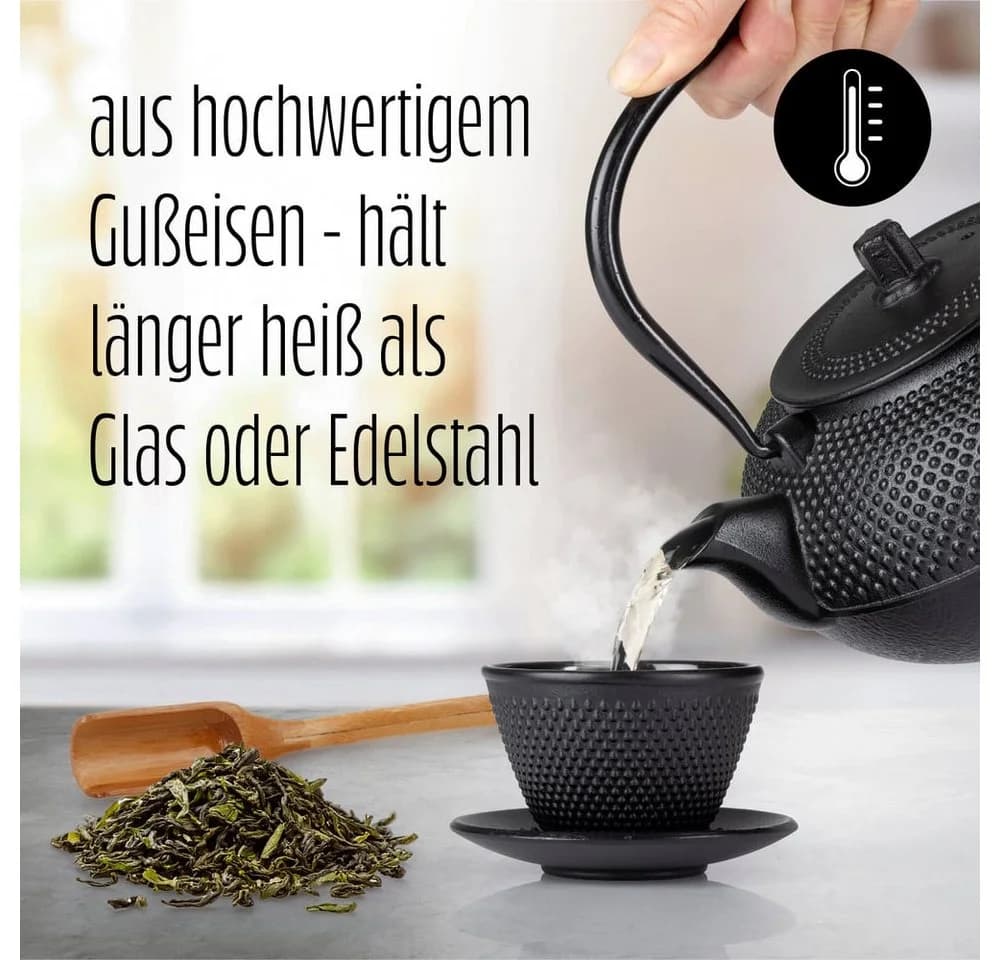 Lumaland Teekanne Set 8-teilig Schwarz Gusseisen Tetsubin