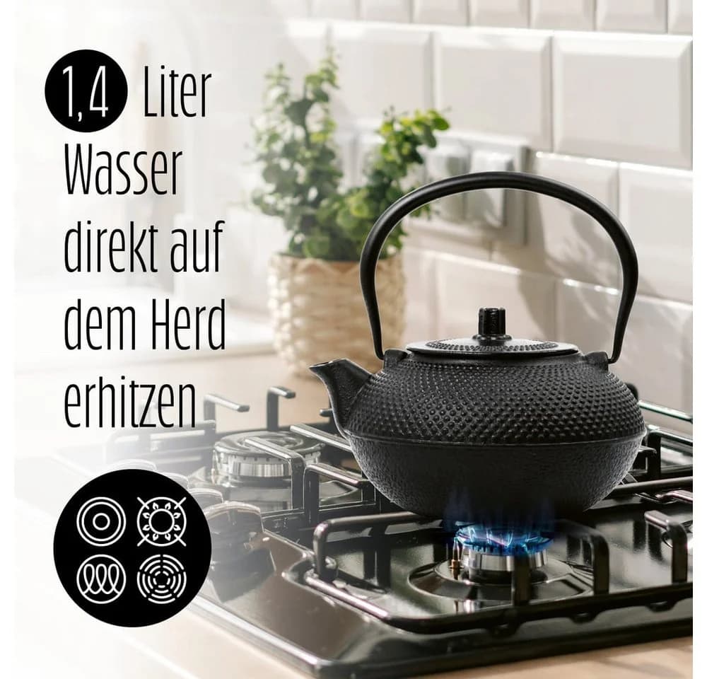 Lumaland Teekanne Set 8-teilig Schwarz Gusseisen Tetsubin - Bild 3