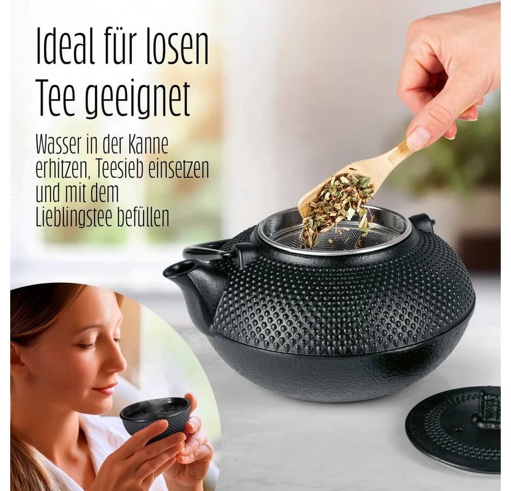 Lumaland Teekanne Set 8-teilig Schwarz Gusseisen Tetsubin - Bild 5