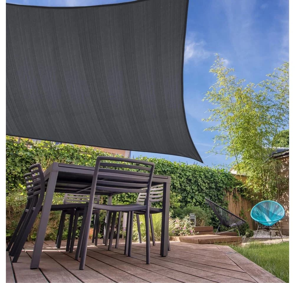 Lumaland Sonnensegel 4x4m Quadrat Grau HDPE UV-Schutz
