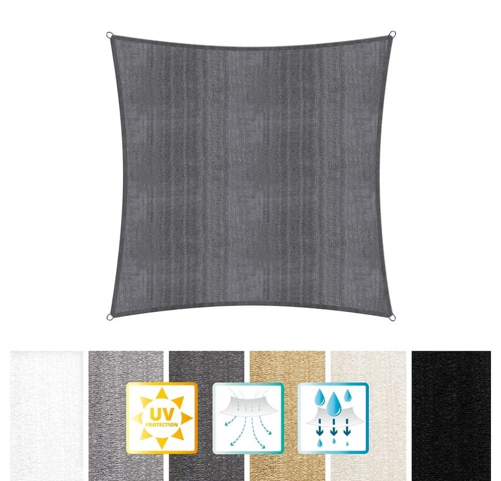 Lumaland Sonnensegel 4x4m Quadrat Grau HDPE UV-Schutz - Bild 2