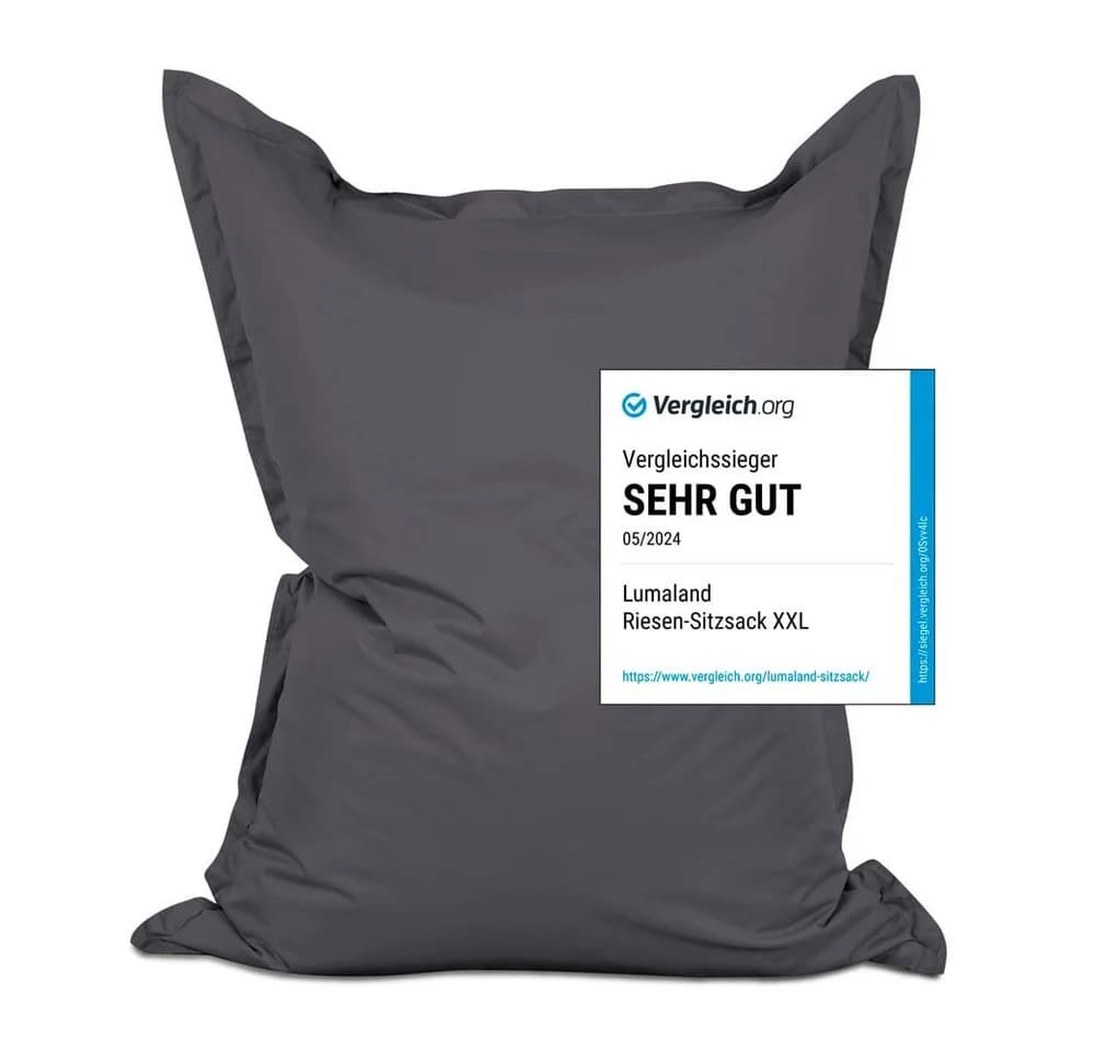 Lumaland Sitzsack XXL 380L Grau Wasserfest Indoor Outdoor - Bild 2