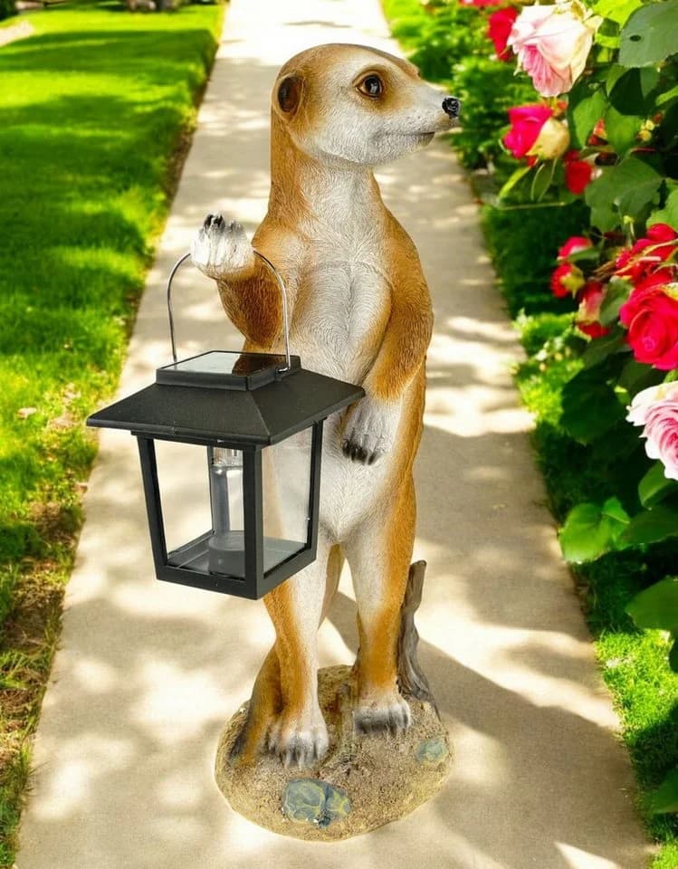 Kremers Schatzkiste Erdmännchen Eddy Gartenfigur mit Solarlaterne - Bild 4