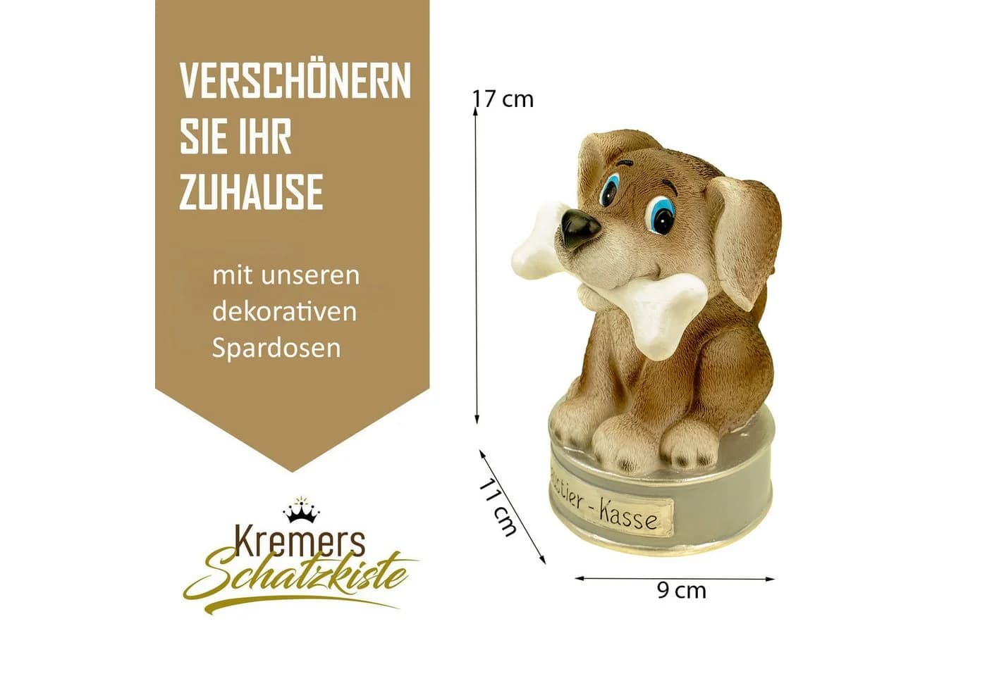 Kremers Schatzkiste Spardose Hund Haustierkasse 17 x 11 x 9 cm - Bild 3