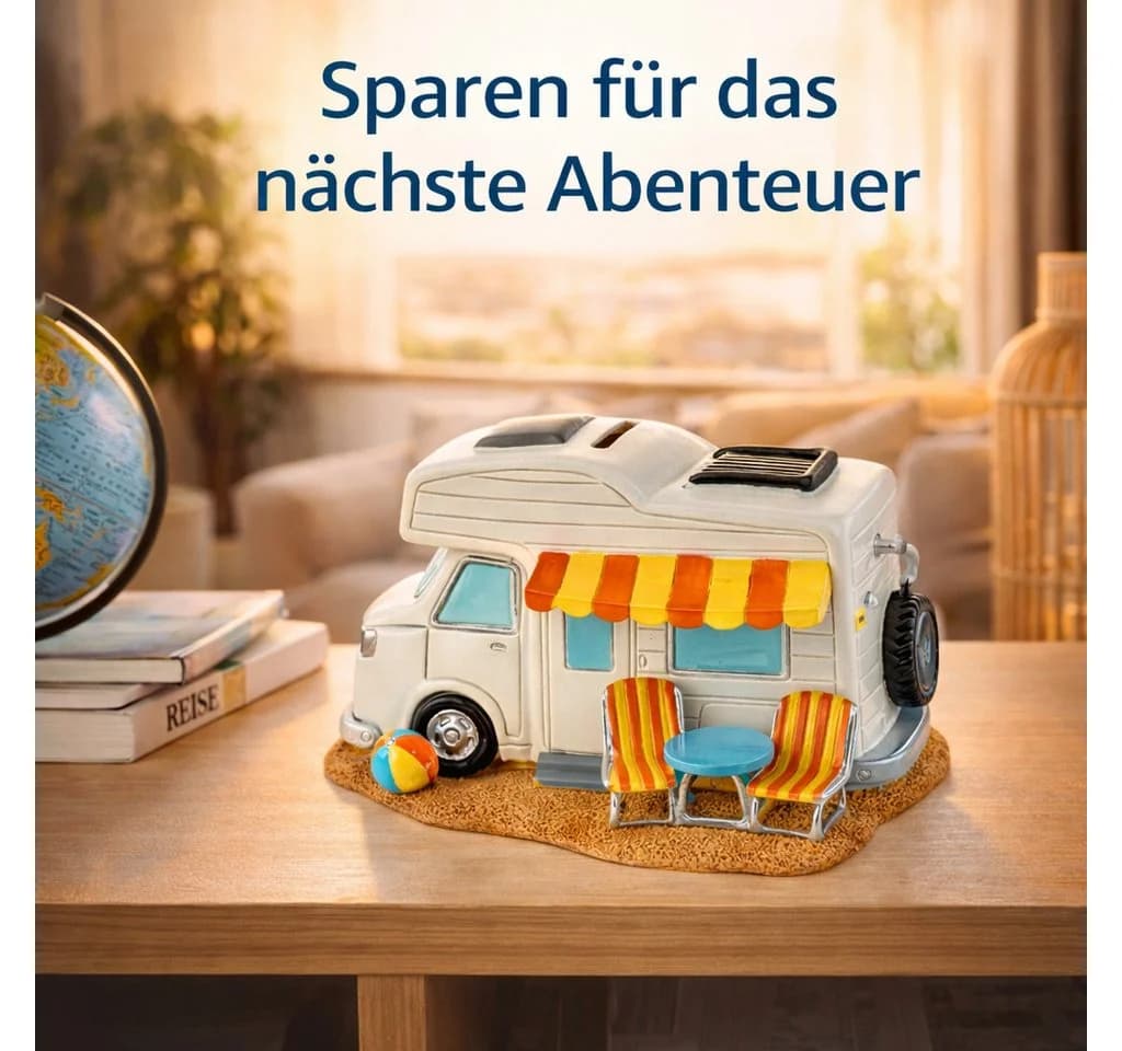Kremers Schatzkiste Wohnmobil Spardose XXL 19 cm