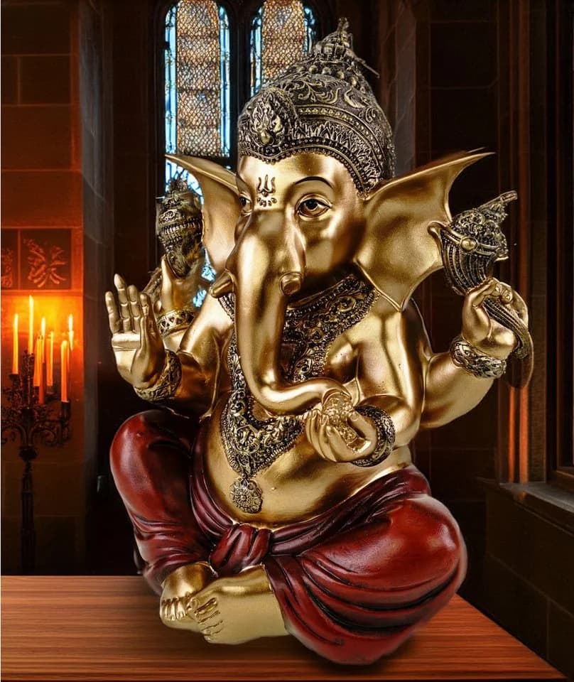 Kremers Schatzkiste Dekofigur Ganesha sitzend Gold
