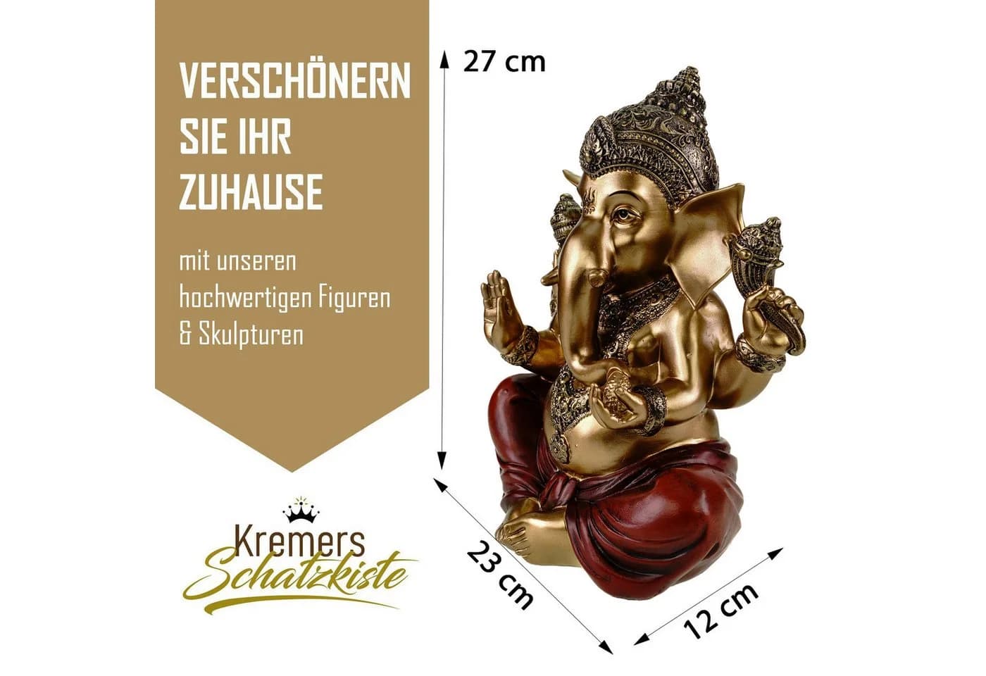 Kremers Schatzkiste Dekofigur Ganesha sitzend Gold - Bild 4