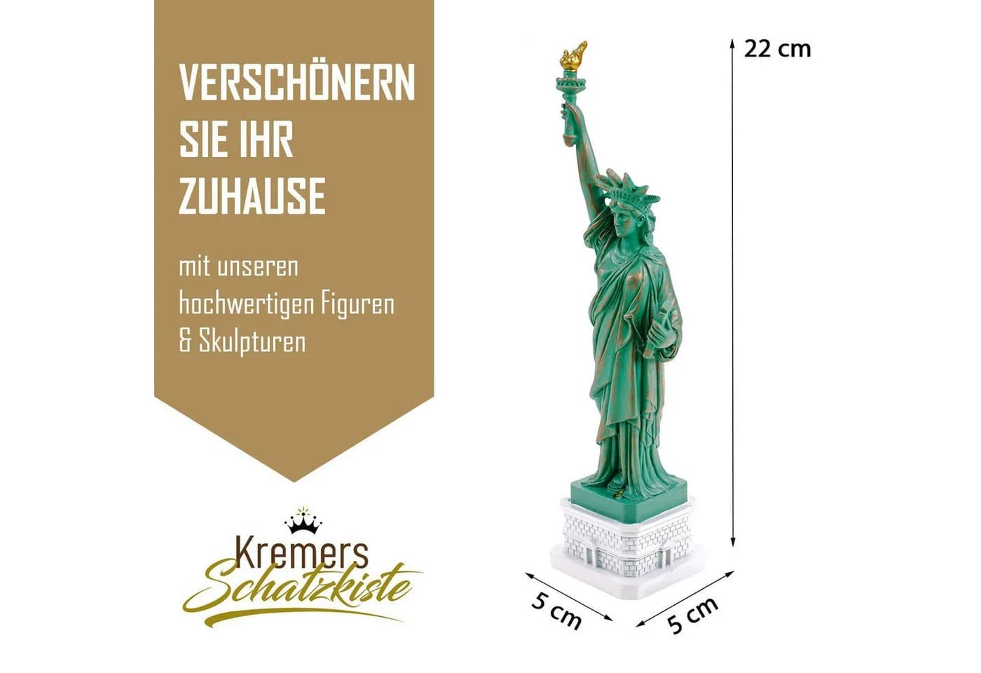 Kremers Schatzkiste Freiheitsstatue 22 cm Grün Polyresin Handbemalt Statue of Liberty - Bild 3