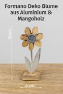 Kremers Schatzkiste Dekofigur Deko Blume Aluminium Mangoholz Sockel 15x6cm Bild 3