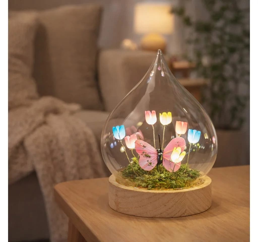 Kremers Schatzkiste LED Dekolicht Glaskugel mit Timer & Holzsockel - Bild 3