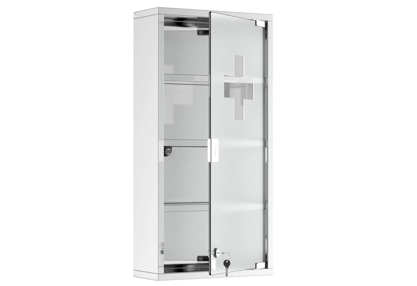 HOMCOM Medizinschrank Edelstahl mit 4 Fachböden und Glastür - Bild 2