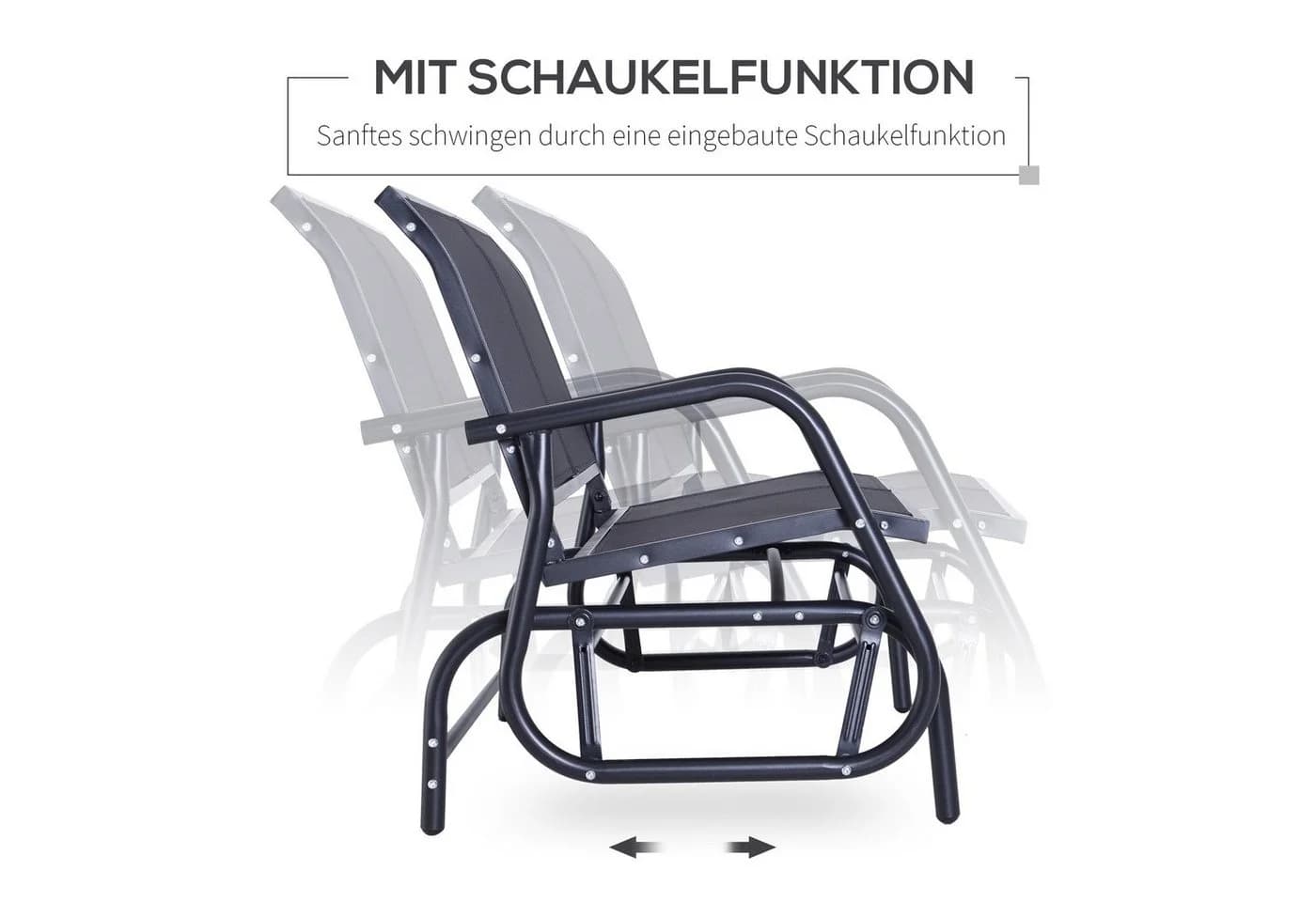 Outsunny Gartenbank mit Schaukelmechanismus Schwarz - Bild 4