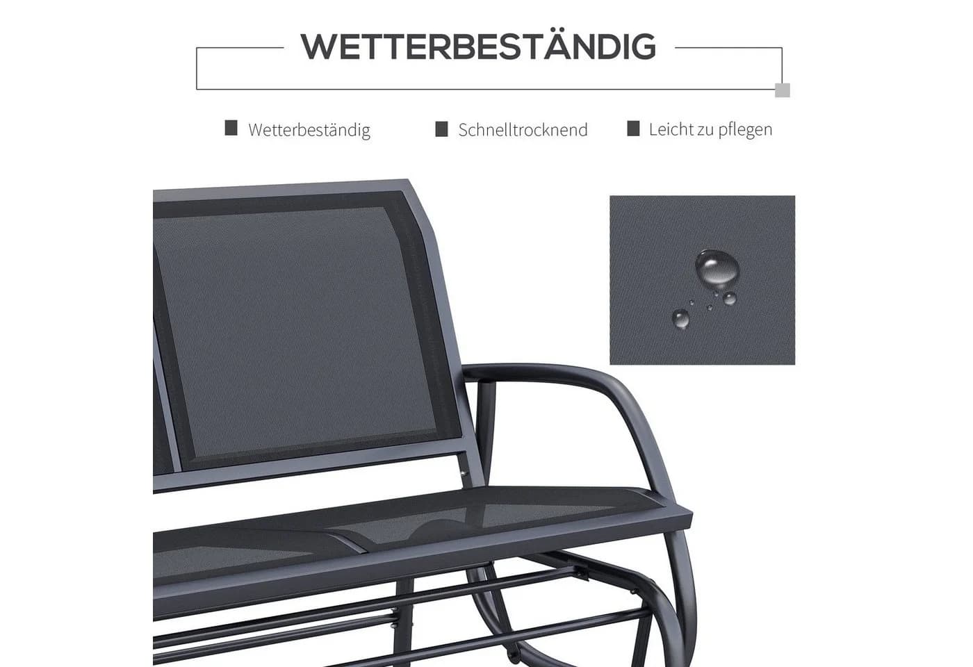Outsunny Gartenbank mit Schaukelmechanismus Schwarz - Bild 5