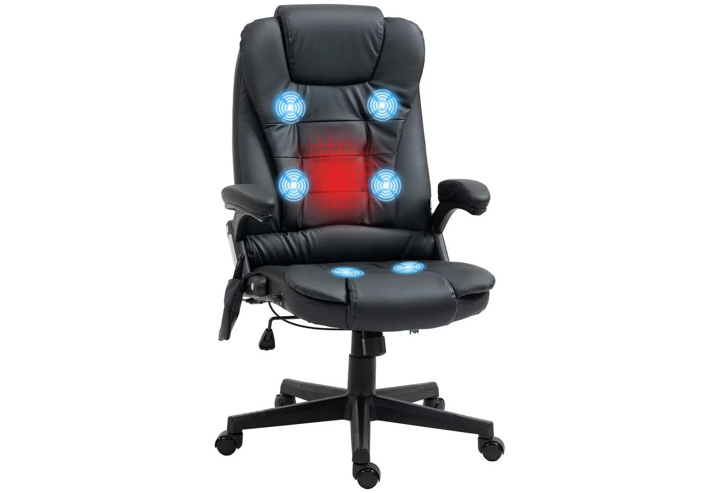 HOMCOM Bürostuhl mit Massage- und Wärmefunktion Schwarz
