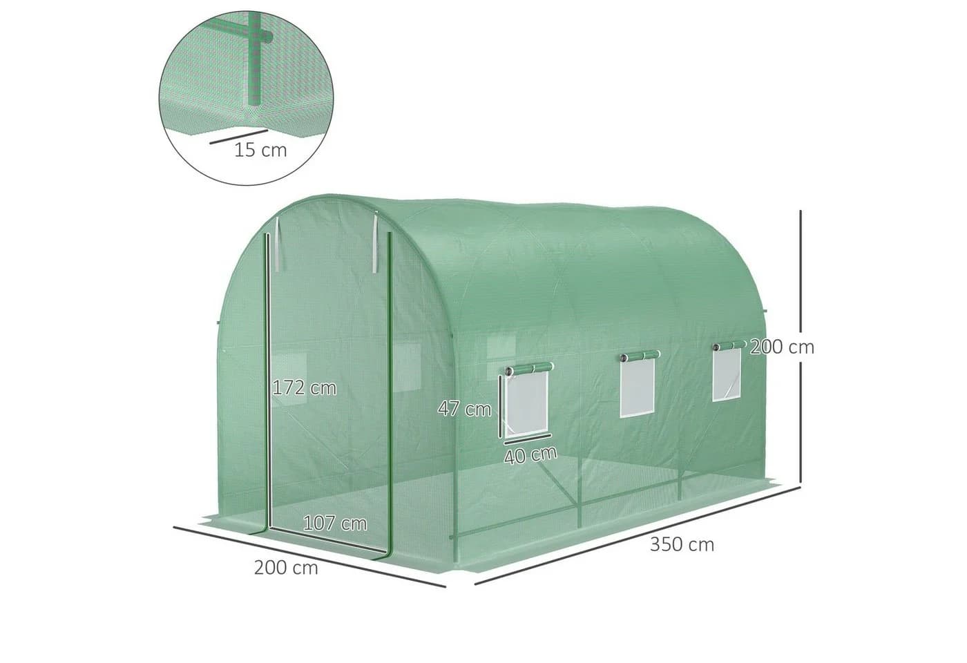 Outsunny Foliengewächshaus Grün Transparent Mobiler Pflanzenschutz - Bild 3