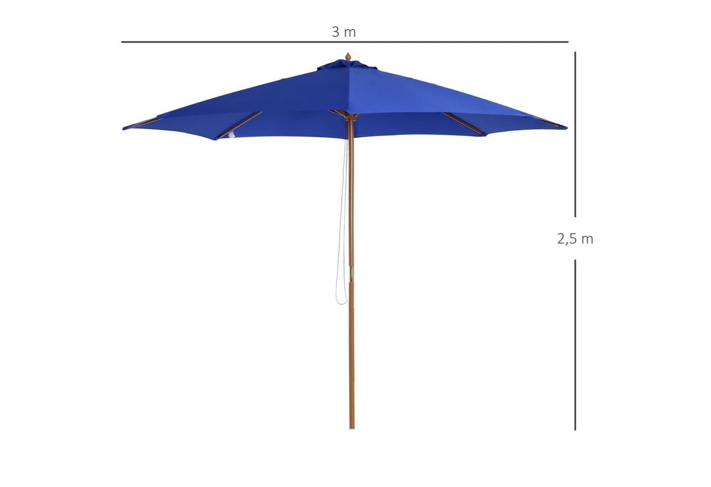 Outsunny Sonnenschirm Holz Balkonschirm 300x300 cm Blau - Bild 3