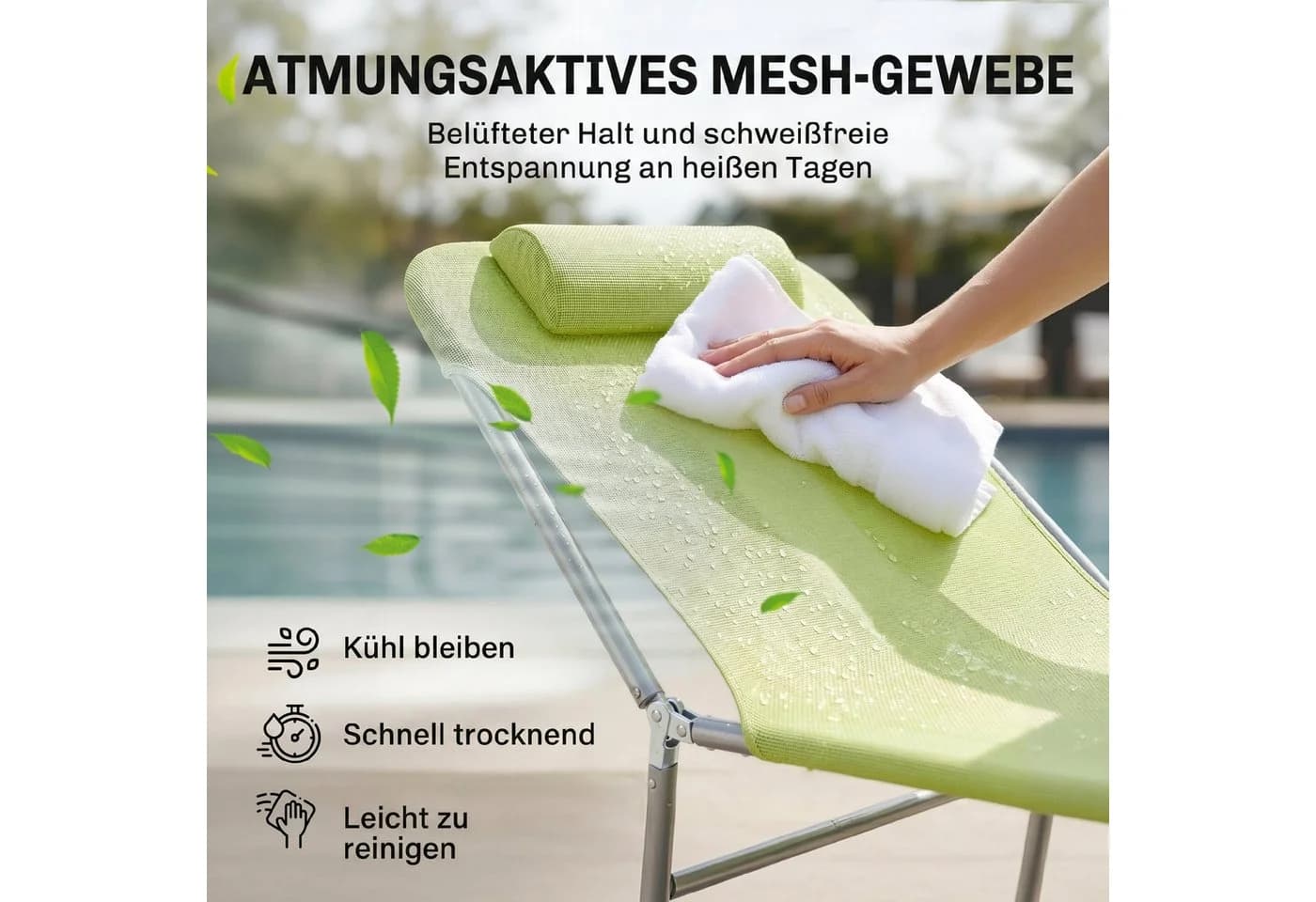 Outsunny Gartenliege Grün Verstellbar Mit Kissen - Bild 5