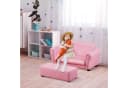 HOMCOM Kindersofa mit Hocker Rosa PVC Holz Bild 1