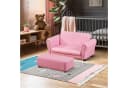 HOMCOM Kindersofa mit Hocker Rosa PVC Holz Bild 3