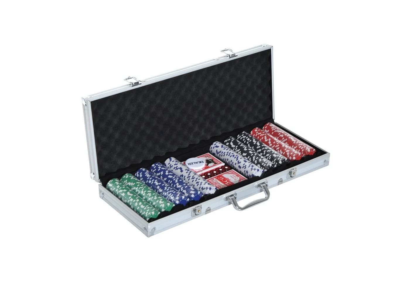 HOMCOM Pokerkoffer Konstruktions-Spielset mit 500 Chips Silber - Bild 2