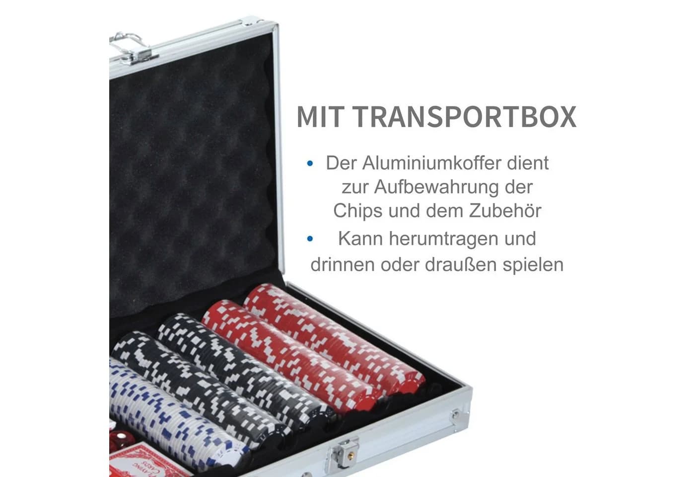 HOMCOM Pokerkoffer Konstruktions-Spielset mit 500 Chips Silber - Bild 5