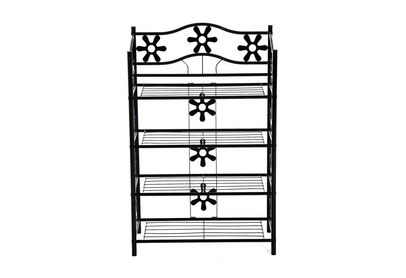 HOMCOM Regal Standregal mit 4 Etagen Schwarz Metall