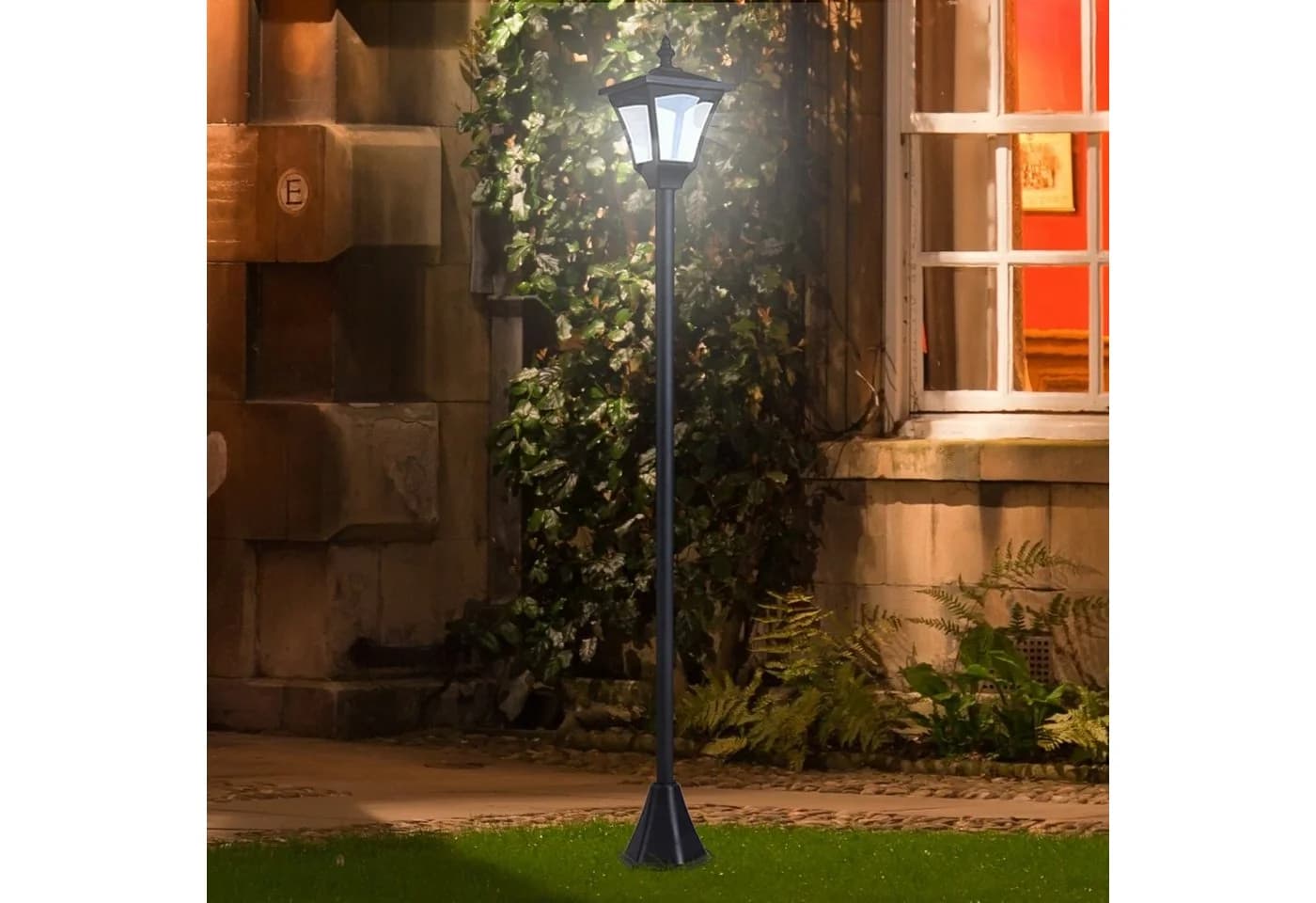 Outsunny LED Solarleuchte Laterne Schwarz Retro Design