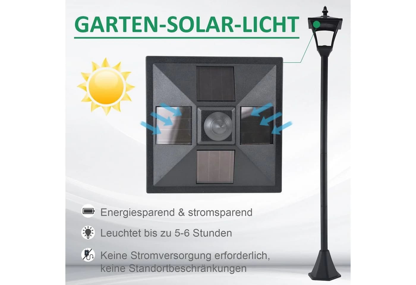 Outsunny LED Solarleuchte Laterne Schwarz Retro Design - Bild 5