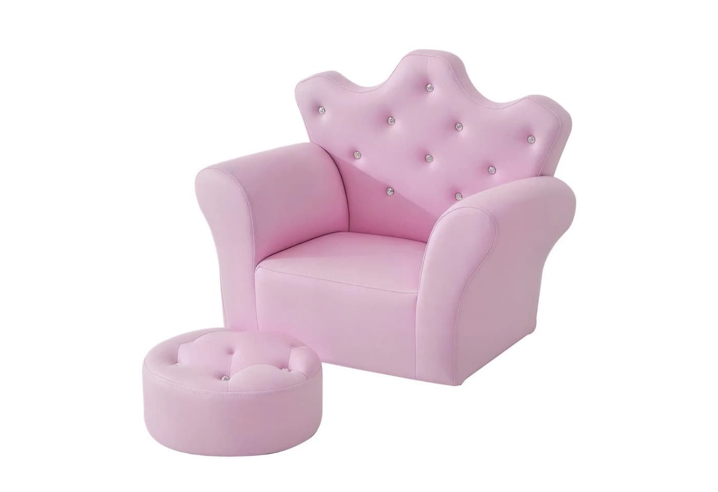 HOMCOM Prinzessinnen Sessel mit Ottomane Rosa PVC