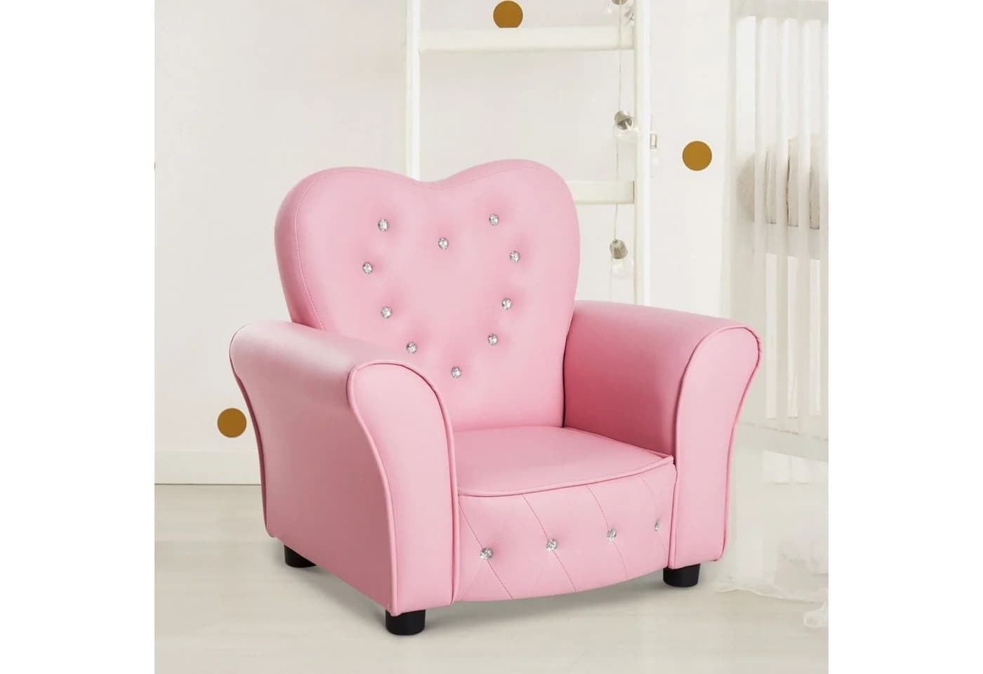 HOMCOM Sessel Kindersessel Prinzessin Rosa PVC-Leder Herzform - Bild 3
