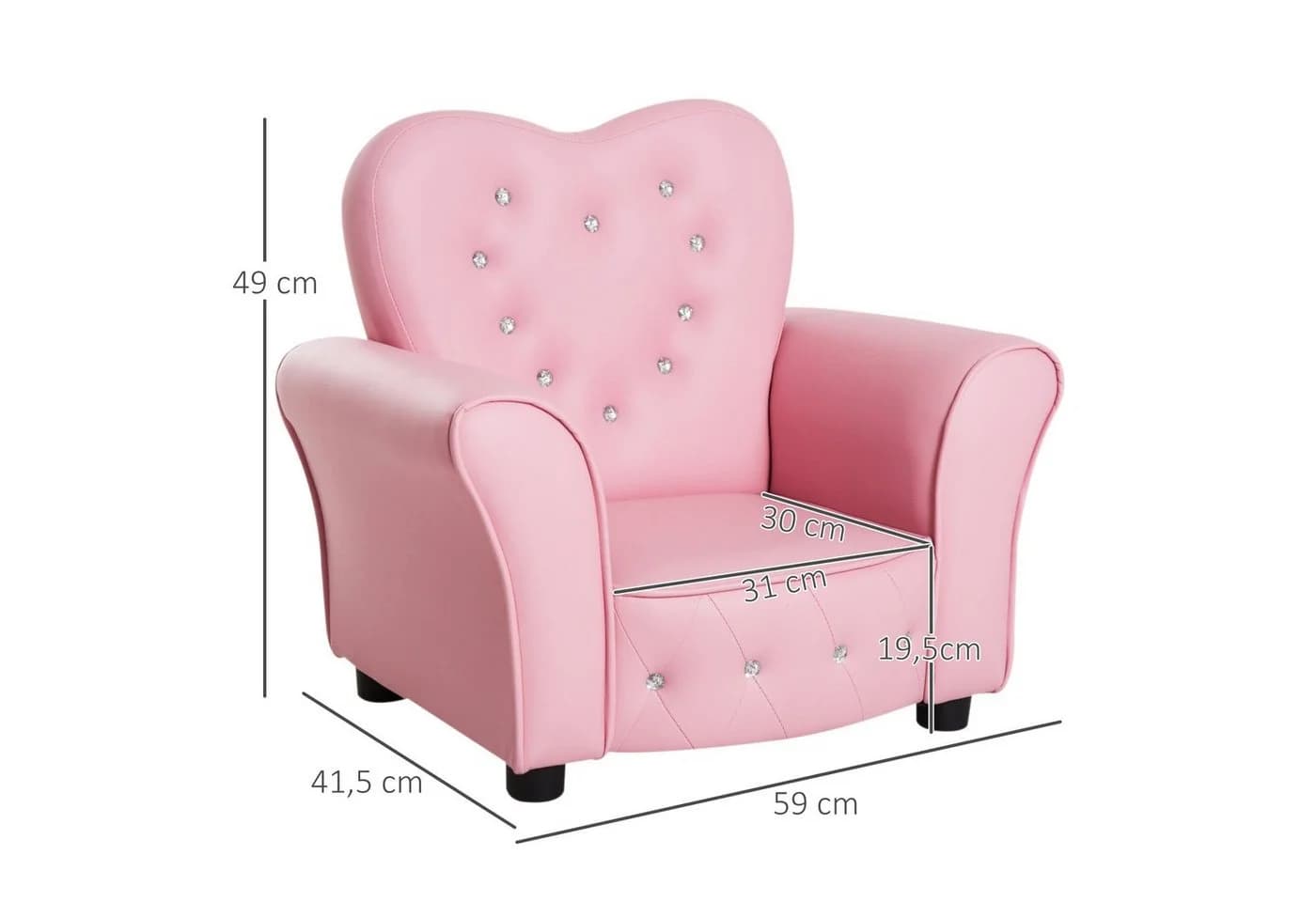 HOMCOM Sessel Kindersessel Prinzessin Rosa PVC-Leder Herzform - Bild 5