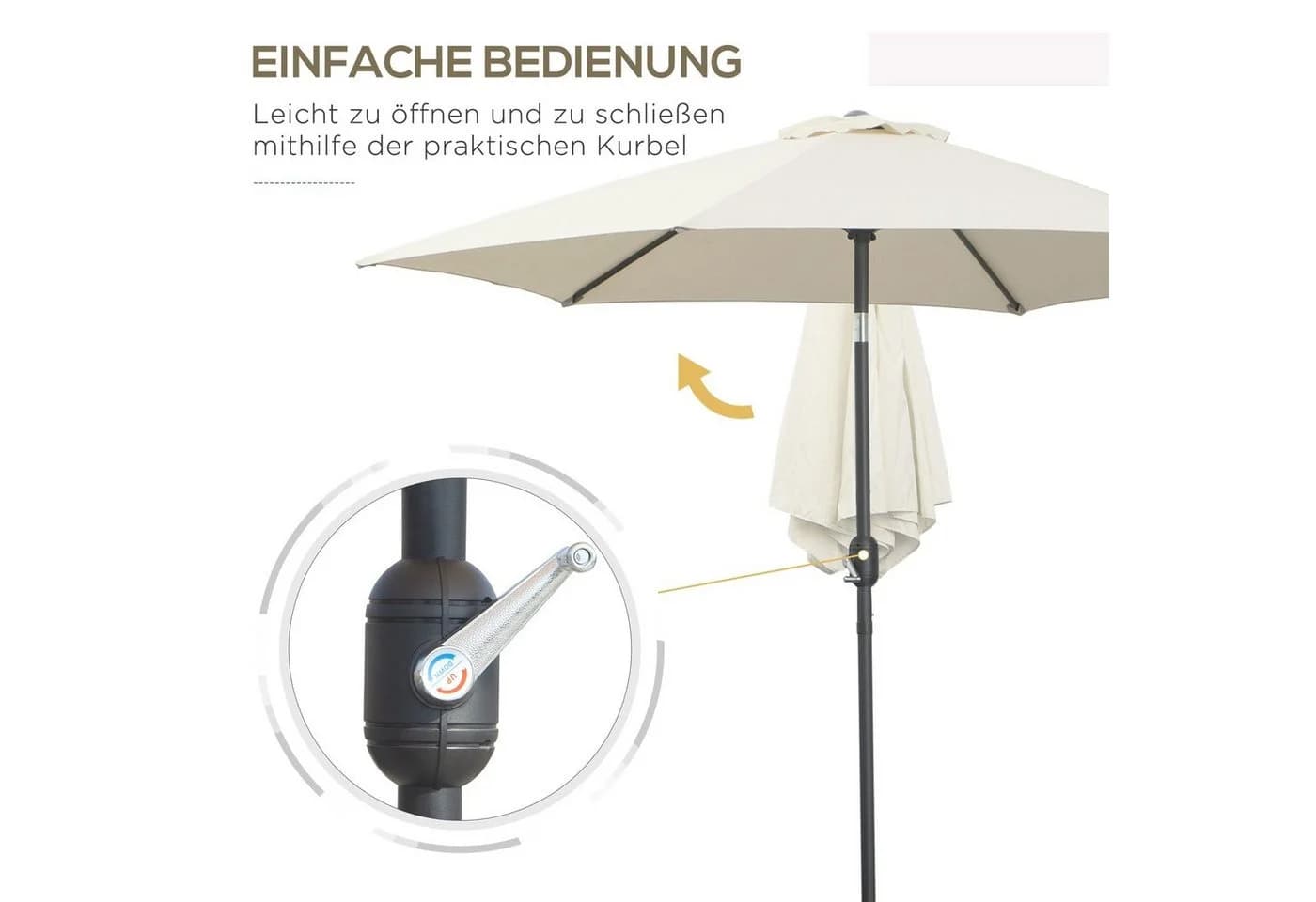 Outsunny Sonnenschirm Marktschirm Beige mit Handkurbel - Bild 4