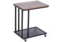 HOMCOM Rollbarer Beistelltisch C-Form Walnuss/Schwarz Bild 2