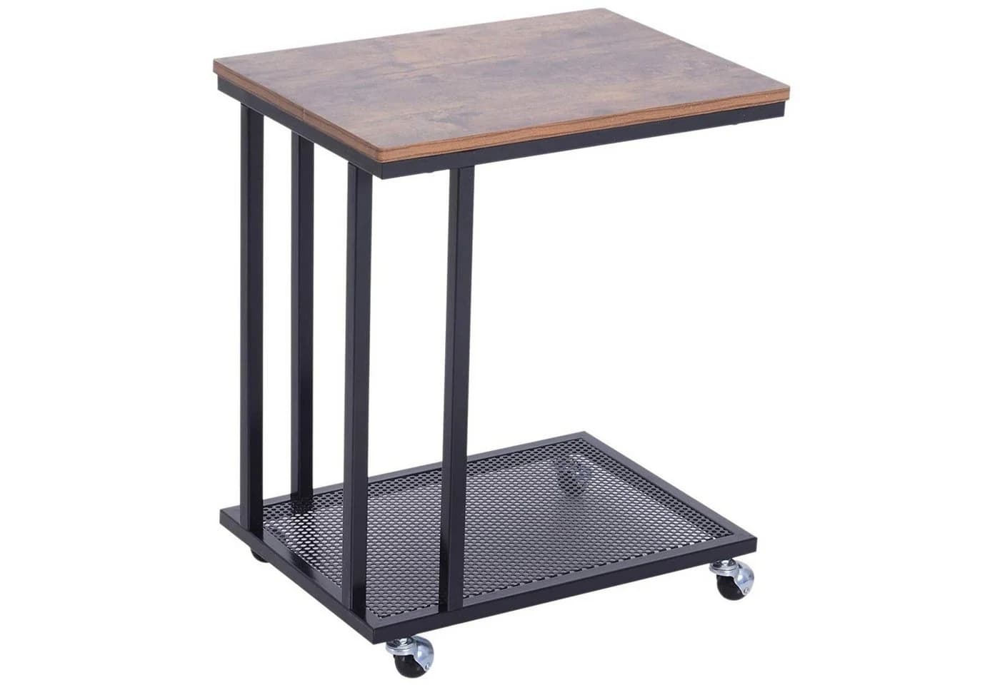 HOMCOM Rollbarer Beistelltisch C-Form Walnuss/Schwarz - Bild 2