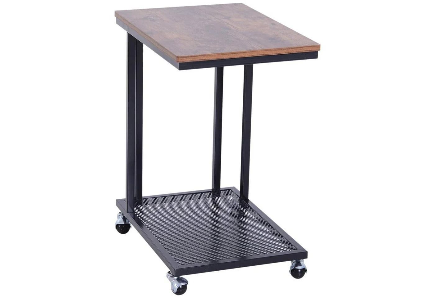 HOMCOM Rollbarer Beistelltisch C-Form Walnuss/Schwarz - Bild 3
