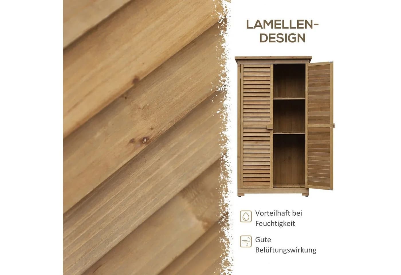 Outsunny Geräteschuppen mit Lamellentüren und 3 Regalen - Bild 4