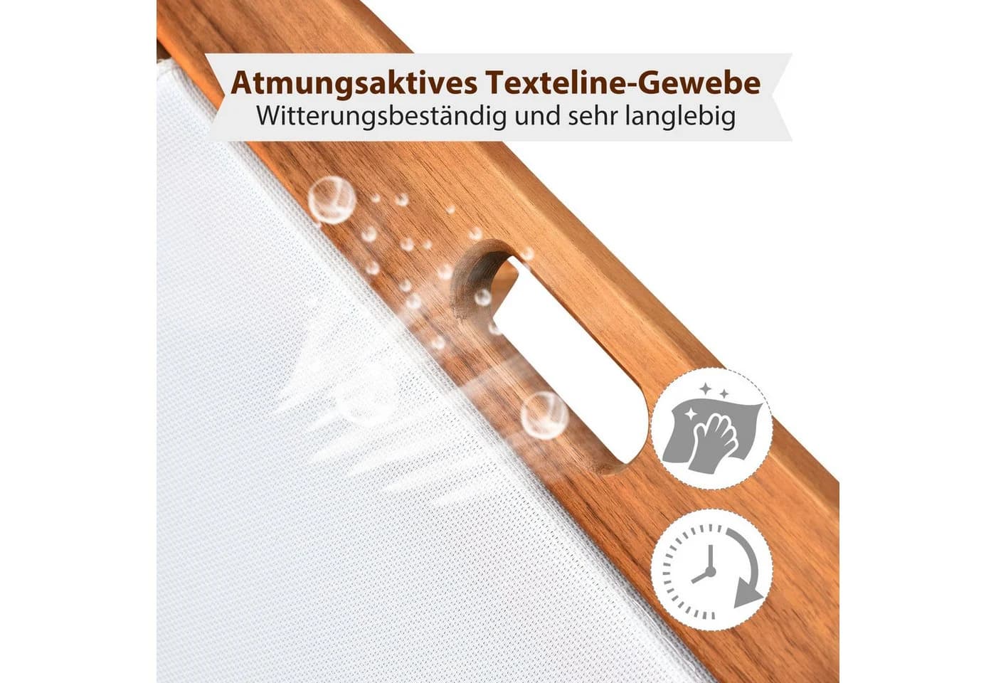 Outsunny Gartenliege Liege Natur/Weiß mit verstellbarer Rückenlehne - Bild 5