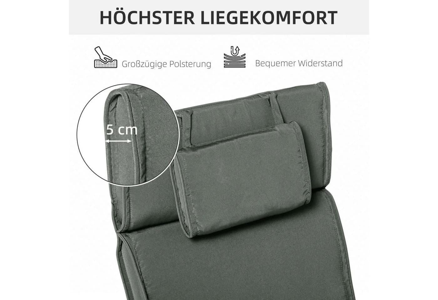 Outsunny Liegenauflage Grau mit Kopfkissen - Bild 4