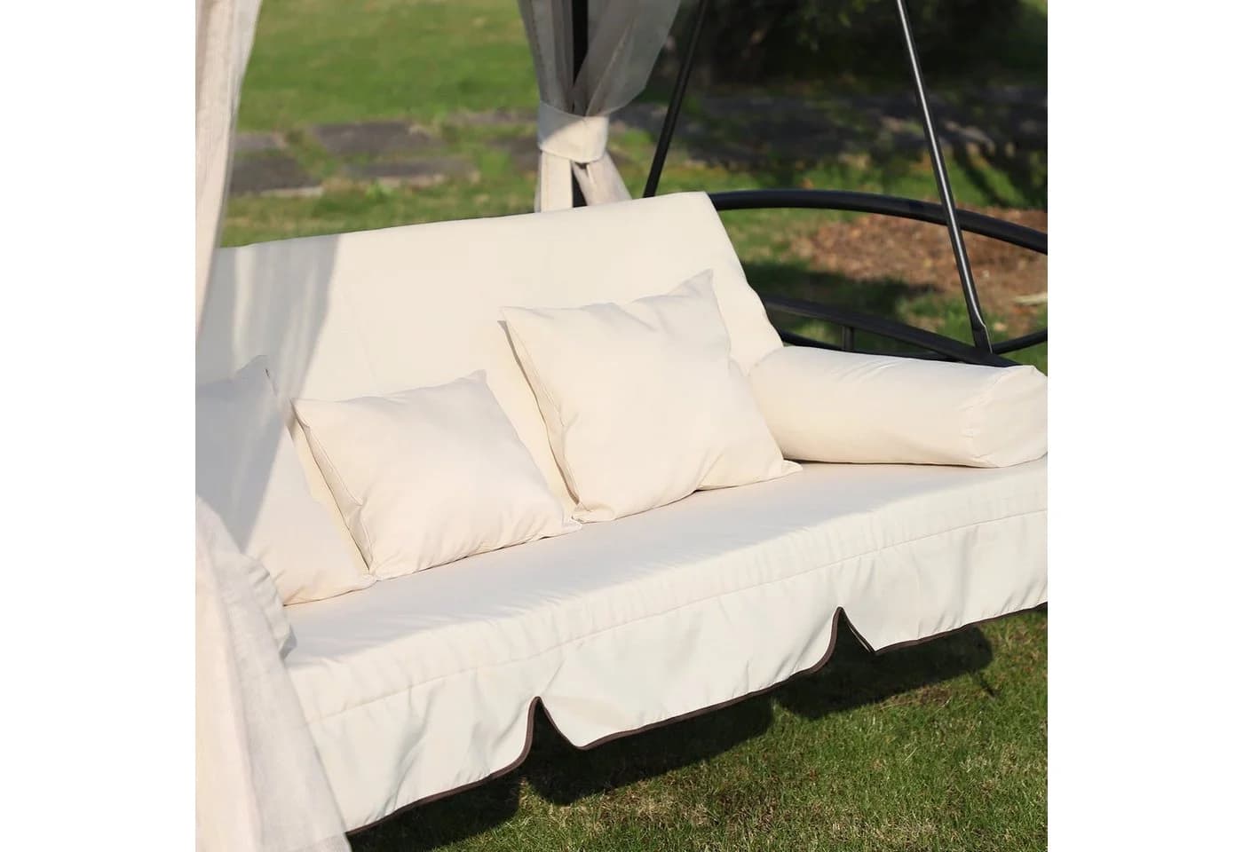 Outsunny Hollywoodschaukel mit Moskitonetz und Sonnendach Beige - Bild 5