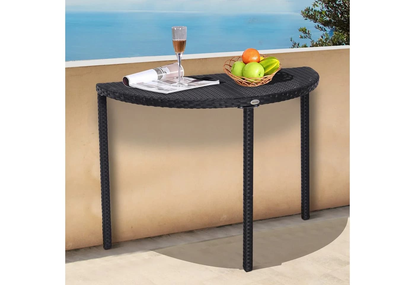 Outsunny Beistelltisch Garten Beistelltisch Metall Schwarz - Bild 2