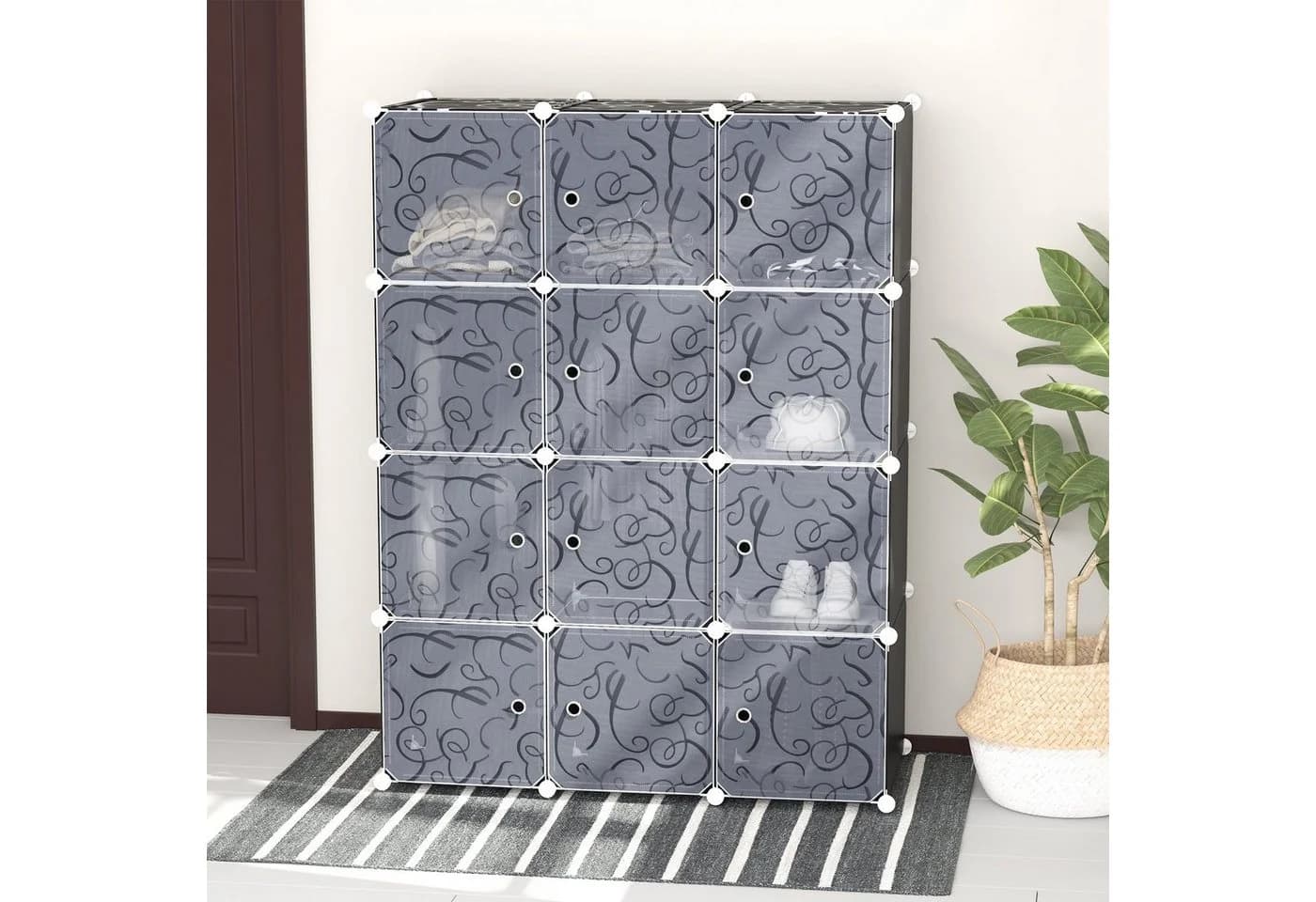 HOMCOM Garderobenschrank Schwarz/Weiß Modularer Kleiderschrank - Bild 2