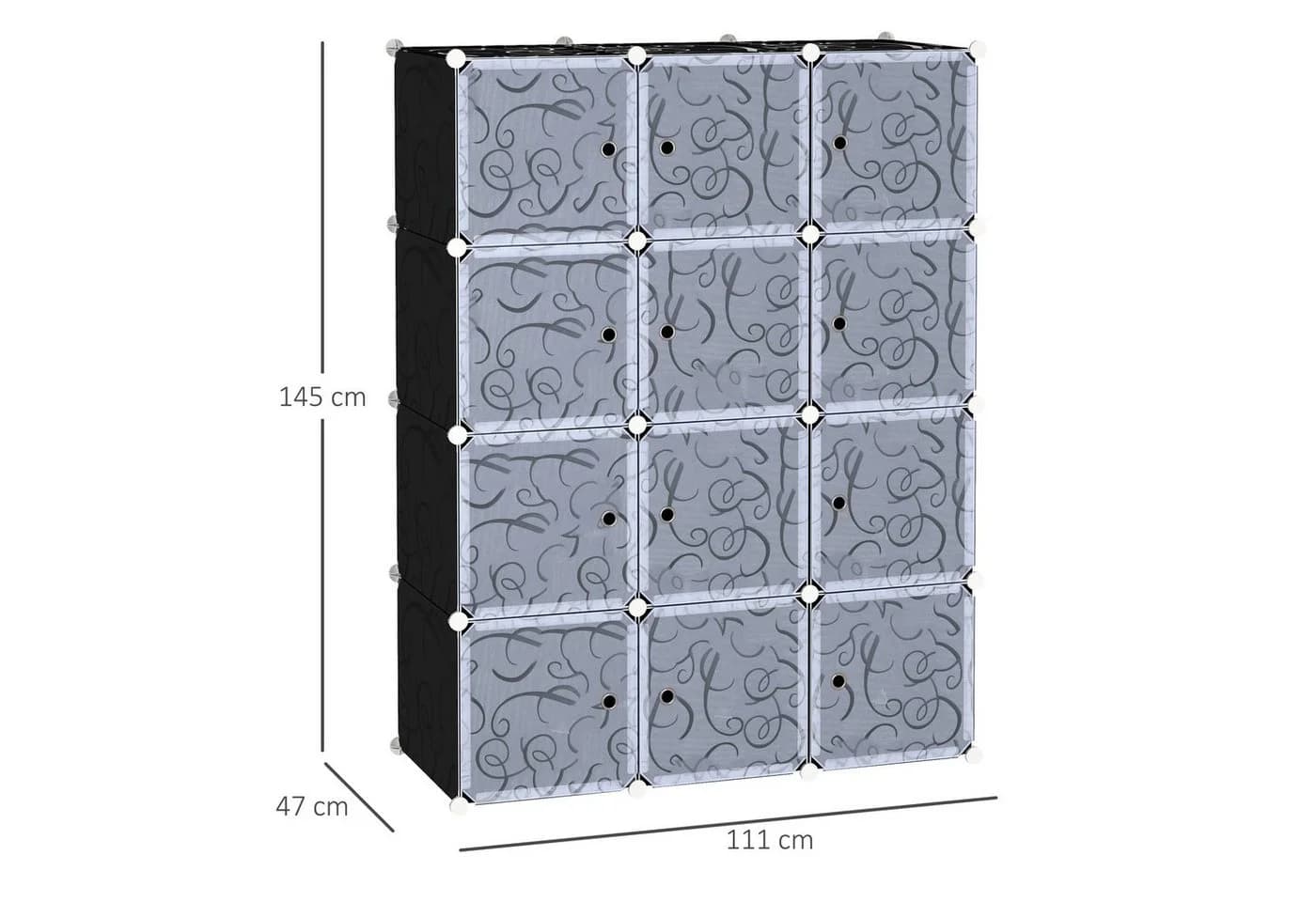 HOMCOM Garderobenschrank Schwarz/Weiß Modularer Kleiderschrank - Bild 3