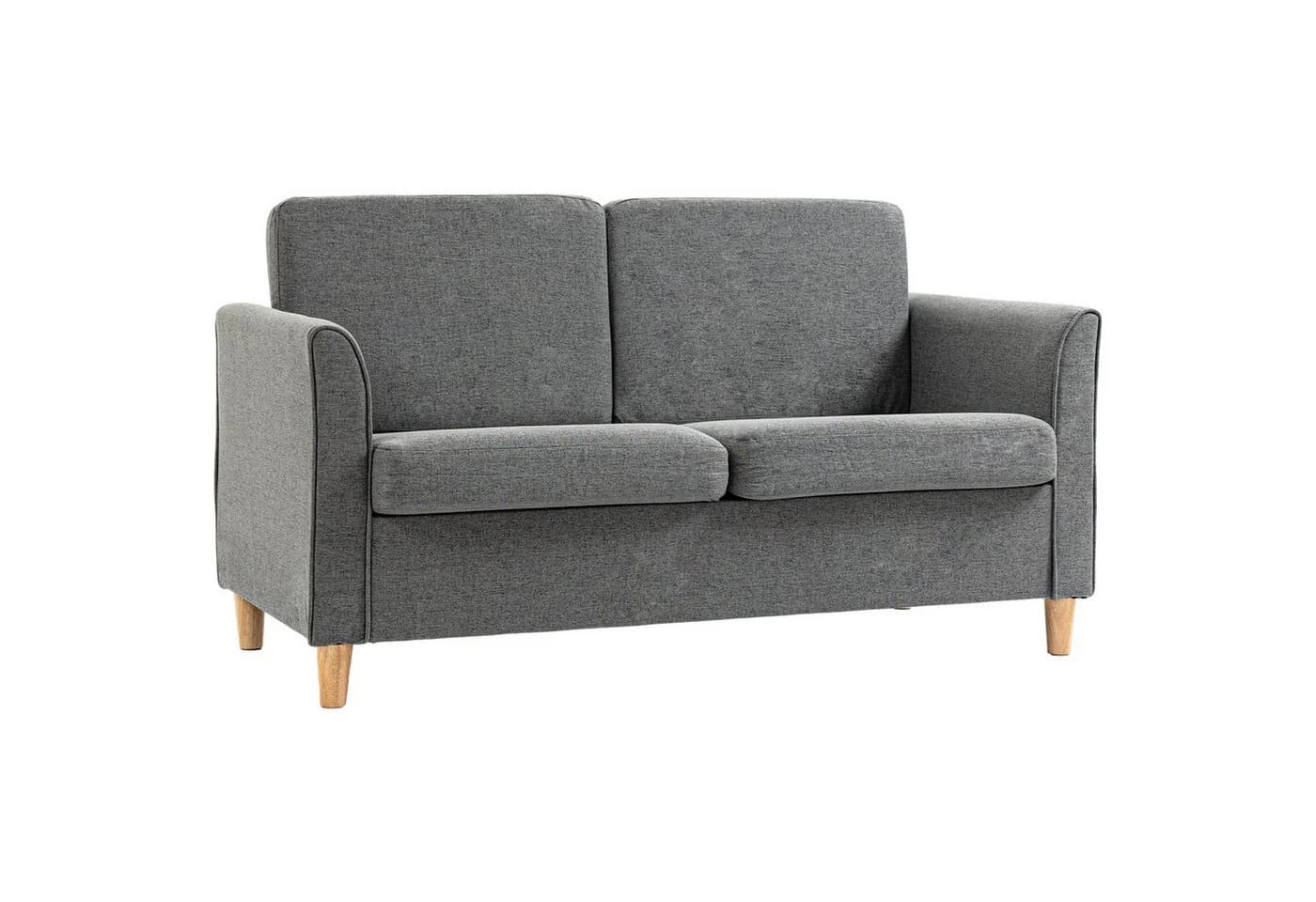 HOMCOM 2-Sitzer Sofa Grau Leinenbezug