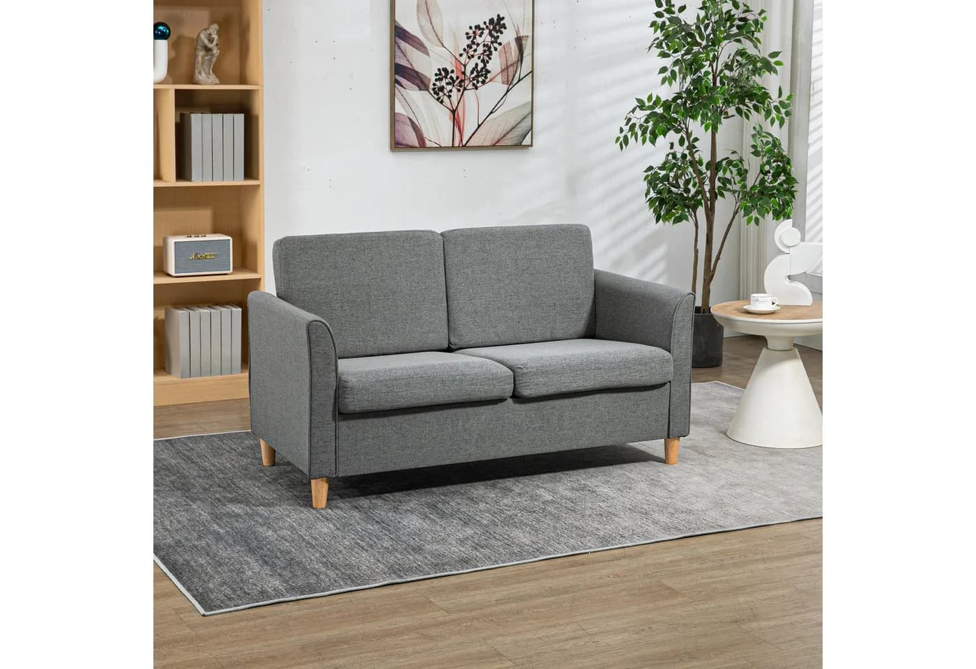 HOMCOM 2-Sitzer Sofa Grau Leinenbezug - Bild 2